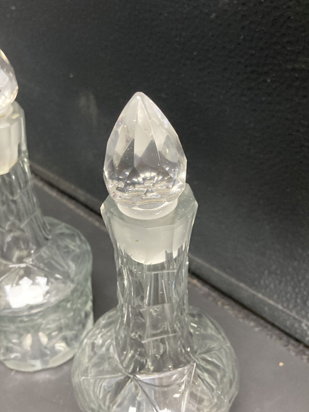 A pair of Dutch cut glass cruet bottles, late 18th century, 19.5cm